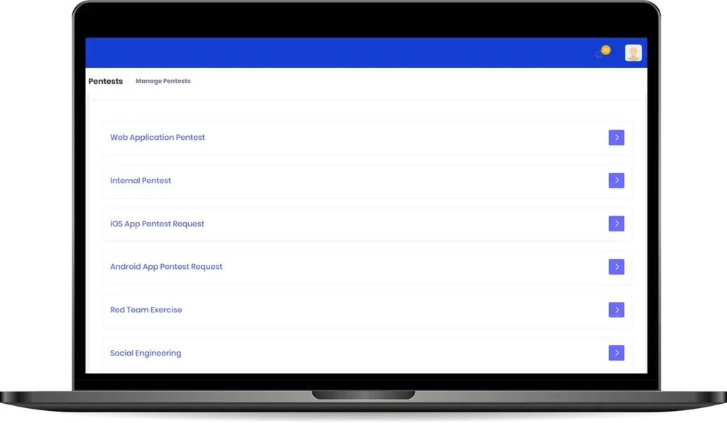 PtaaS platform screenshot